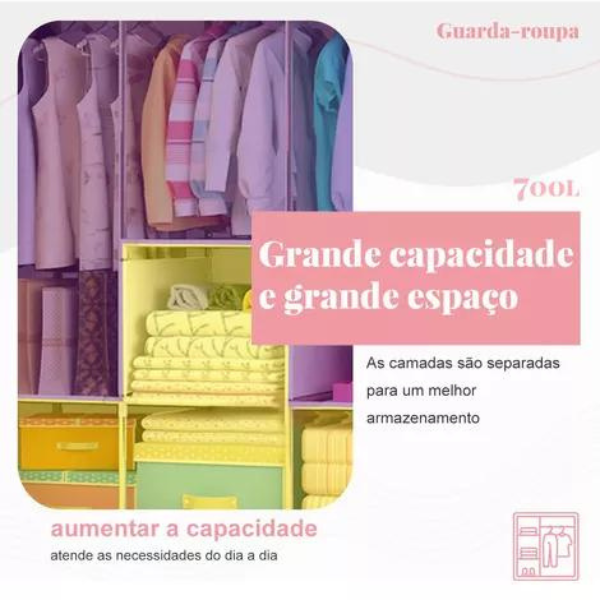 Guarda Roupas Dobrável 2 Portas Armário Organizador