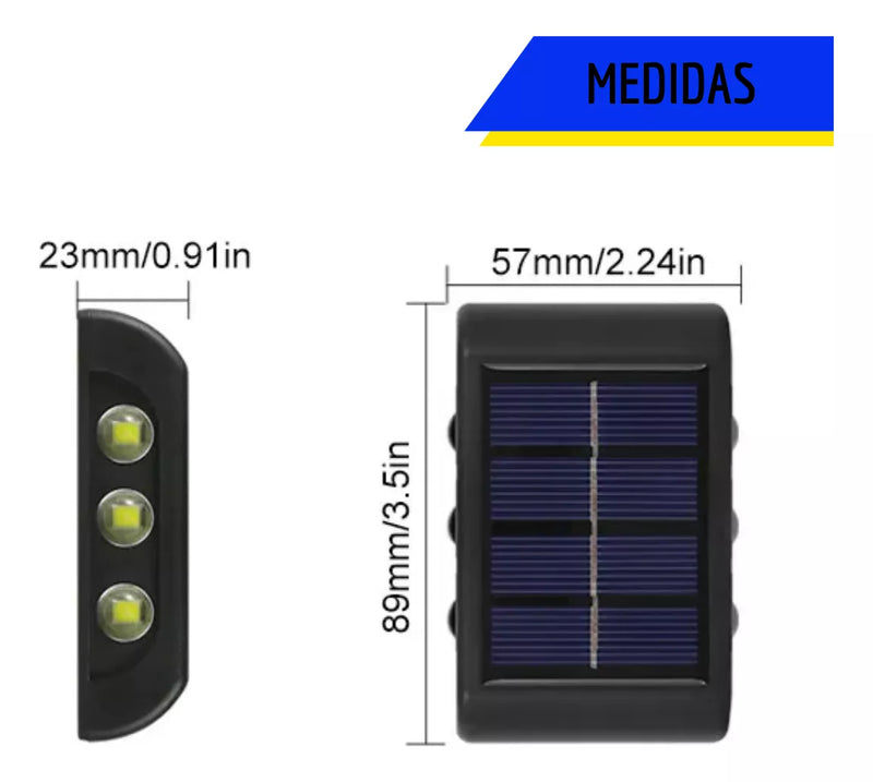 Arandela Solar com 6 Leds Jardim Escadas Muros Prova D'água