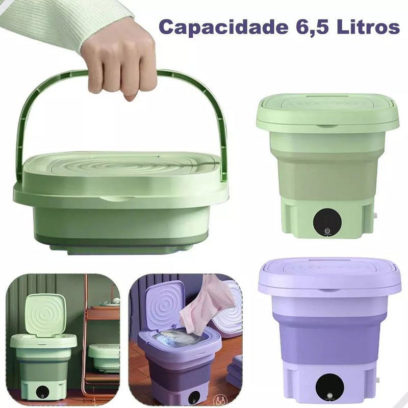 Mini Máquina de Lavar Roupa Portátil 6,5L