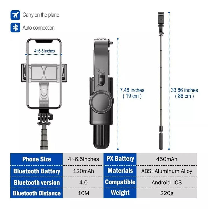 GIMBAL TRIPÉ ESTABILIZADOR AUTOMÁTICO PARA CELULAR