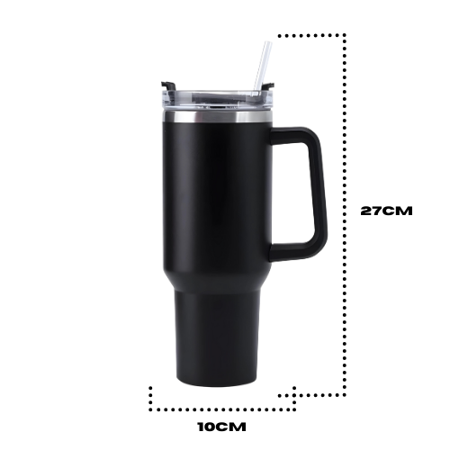 Copo Térmico Quencher Tipo Stanley Liso Grande 1200 Ml Canudo Parede Dupla Inox