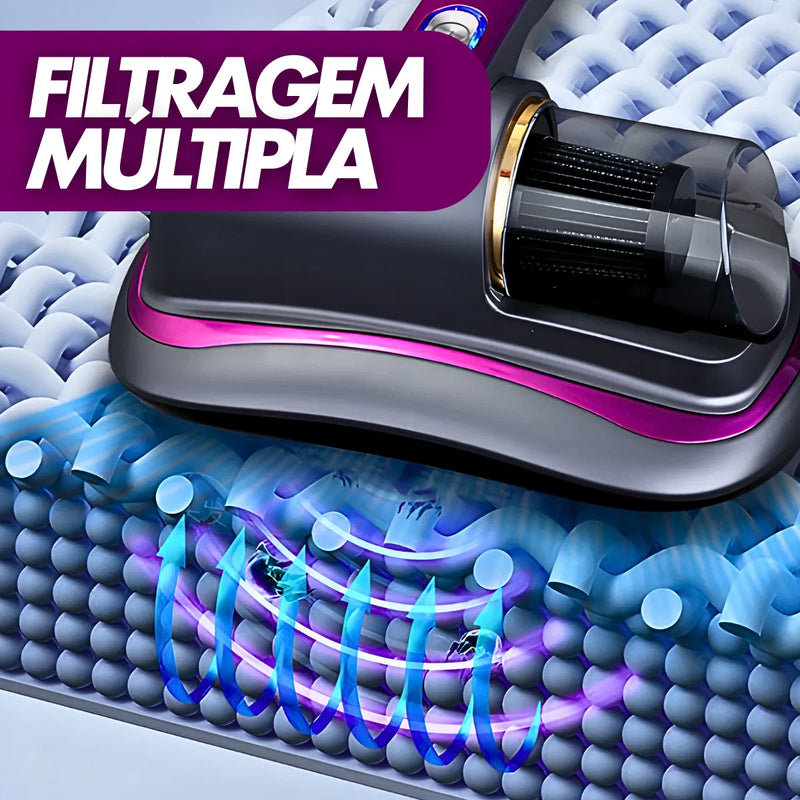 Aspirador Sem Fio Uv Portátil Super Sucção Filtragem Múltipla Anti Acáro