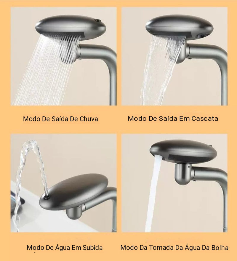 Torneira Giratória Mixer Para Lavatório 360° Faucet Multifunções 4 Modos Stream Spray