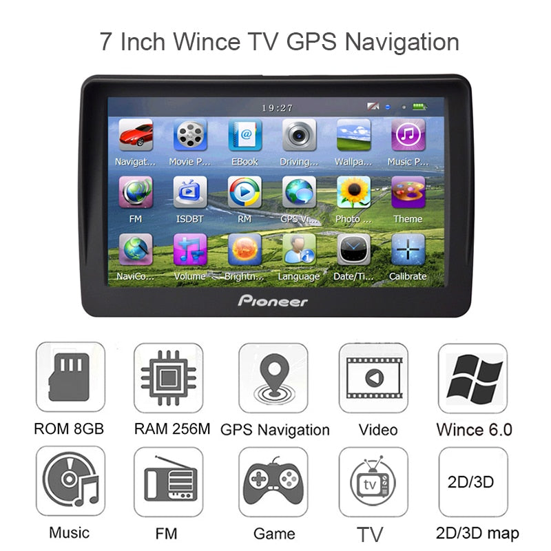 GPS Automotivo TV Digital 7" Transmissor FM - Mapa Brasil Atualizado