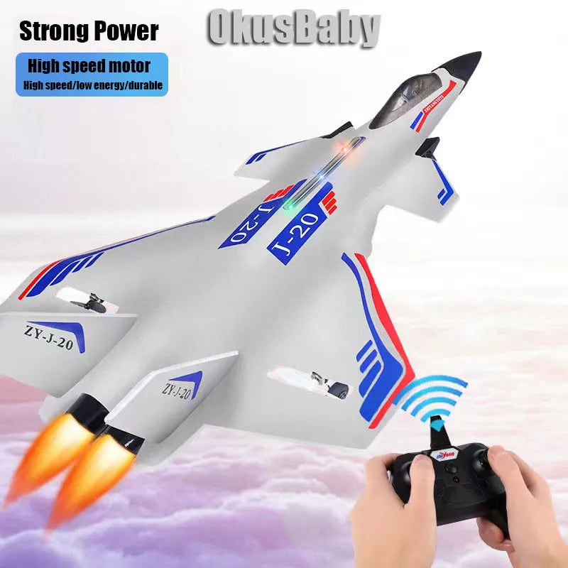 Jato J20 RC Fighter Toy com Controle Remoto, Asa Fixa, Aeronaves de Espuma Durável, Modelo Jet, planador Auto Balance, Cool Light, 300 m, 2.4GHz