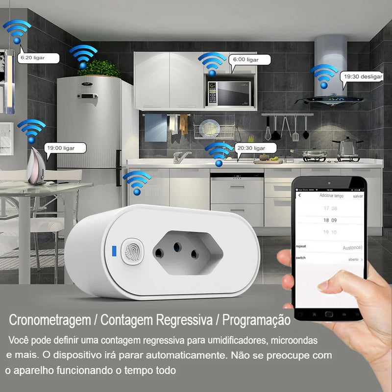 Tomada Inteligente de Automação Residencial WiFi Plug Smart Life Google Home-Alexa