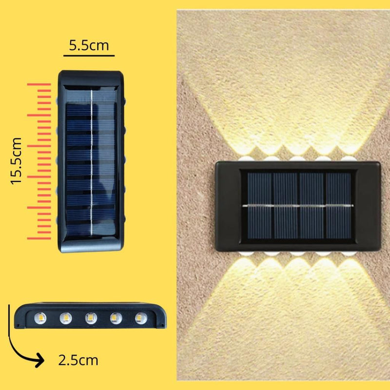 kit com 4 Arandela solar 10 leds jardim escadas muros prova