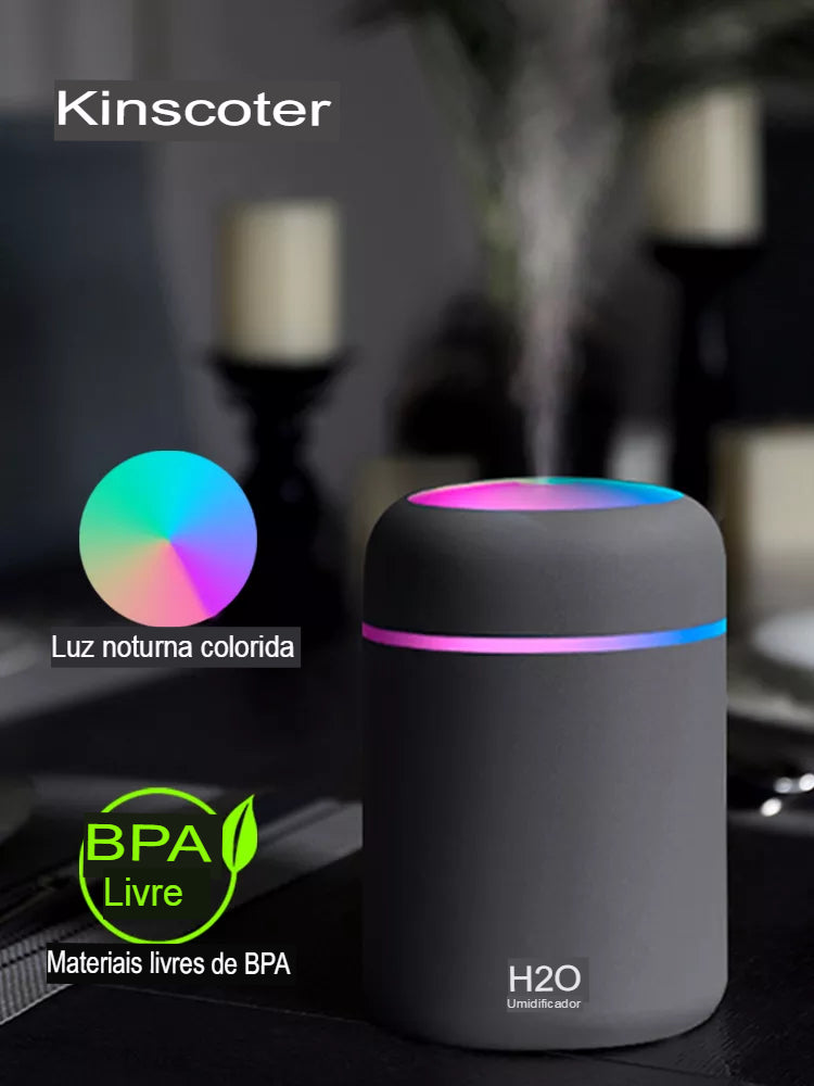 Umidificador De Ar Portátil H2O para Casa e Carro Com Difusor de Aromas