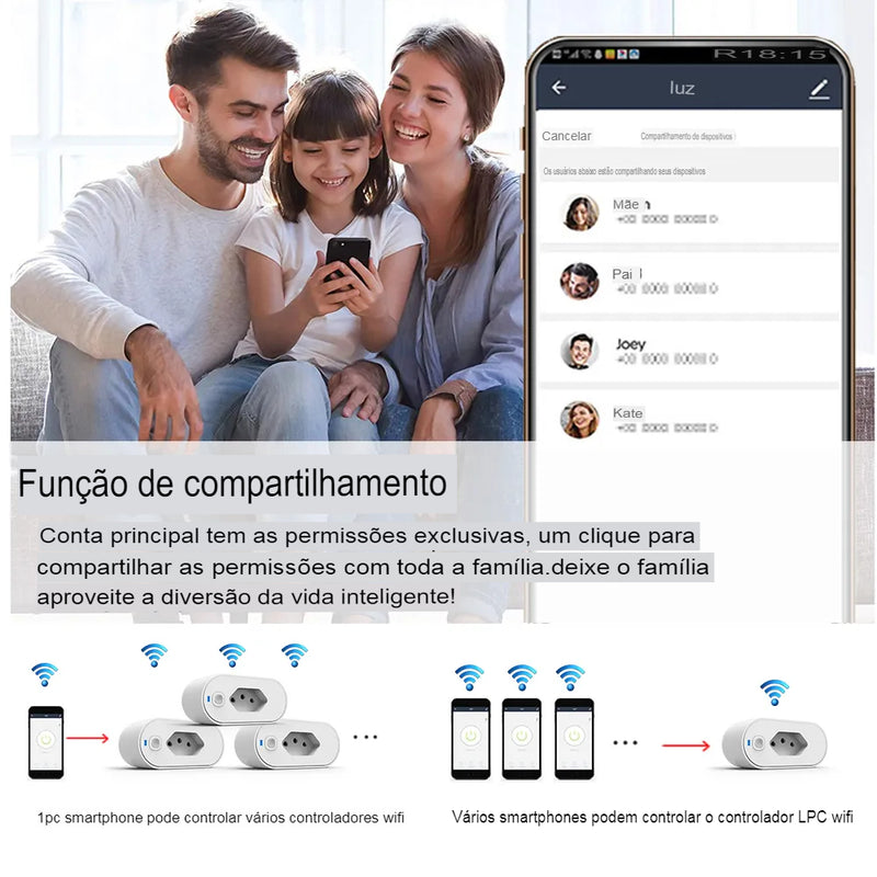 Tomada Inteligente de Automação Residencial WiFi Plug Smart Life Google Home-Alexa