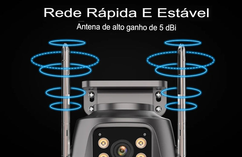 Câmera de Segurança e Vigilância Lente Tripla Sem Fio IP 9MP HD Wi-Fi Zoom de 8X