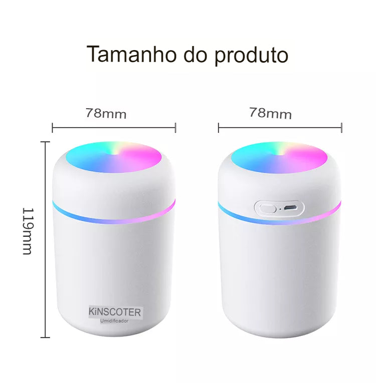 Umidificador De Ar Portátil H2O para Casa e Carro Com Difusor de Aromas