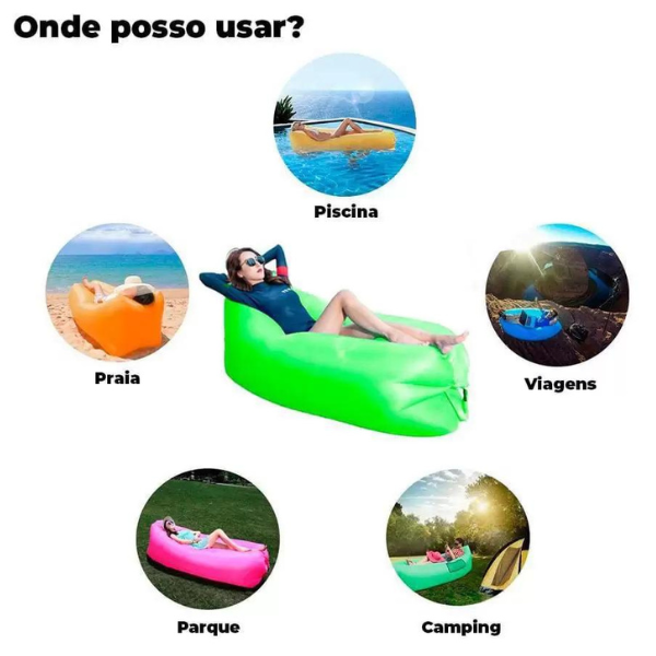 Sofá Inflável De Ar Portátil Puff Impermeável Praia Camping