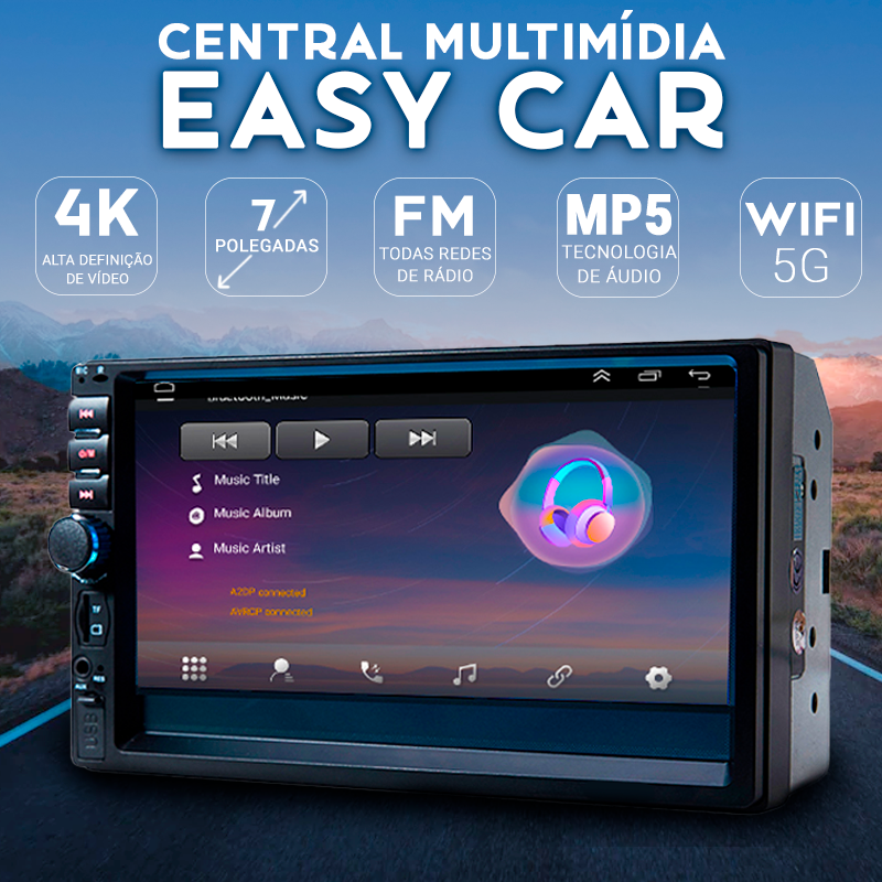 Central Multimídia Universal 7 Polegadas Wifi GPS MP5 Bluetooth - EasyCar